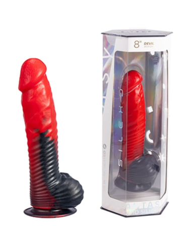 SILEXD - DEVIL DILDO FANTASY SILICONA LIQUIDA TERMOREACTIVO ROJO NEGRO 20.3 CM