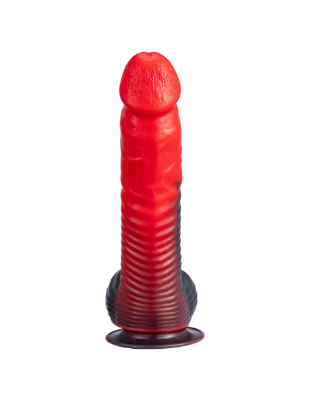 SILEXD - DEVIL DILDO FANTASY SILICONA LIQUIDA TERMOREACTIVO ROJO NEGRO 20.3 CM