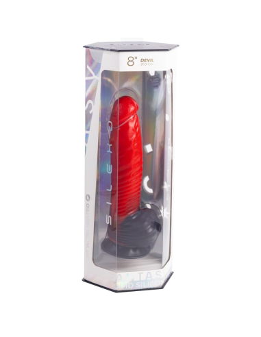 SILEXD - DEVIL DILDO FANTASY SILICONA LIQUIDA TERMOREACTIVO ROJO NEGRO 20.3 CM