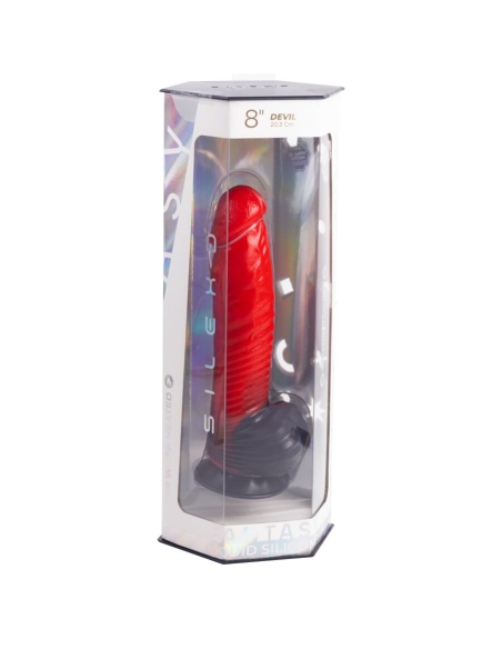 SILEXD - DEVIL DILDO FANTASY SILICONA LIQUIDA TERMOREACTIVO ROJO NEGRO 20.3 CM