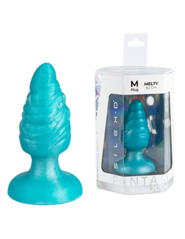 SILEXD - MELTY PLUG ANAL FANTASY SILICONA LIQUIDA TERMOREACTIVO AZUL CELESTE 9.2 CM