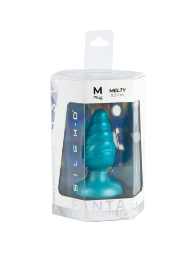 SILEXD - MELTY PLUG ANAL FANTASY SILICONA LIQUIDA TERMOREACTIVO AZUL CELESTE 9.2 CM