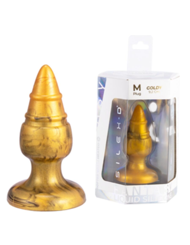 SILEXD - GOLDY PLUG ANAL FANTASY SILICONA LIQUIDA TERMOREACTIVO ORO 9.2 CM