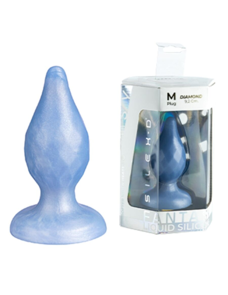 SILEXD - DIAMOND PLUG ANAL FANTASY SILICONA LIQUIDA TERMOREACTIVO AZUL PERLA 9.2 CM
