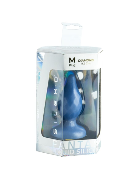 SILEXD - DIAMOND PLUG ANAL FANTASY SILICONA LIQUIDA TERMOREACTIVO AZUL PERLA 9.2 CM