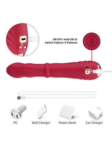 ARMONY - DILDO VIBRADOR ESTIMULADOR PUNTO A TERMOAJUSTABLE ROJO