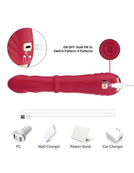 ARMONY - DILDO VIBRADOR ESTIMULADOR PUNTO A TERMOAJUSTABLE ROJO
