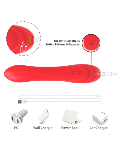 ARMONY - VIBRADOR ESTIMULADOR PUNTO G Y CLÍTORIS CON LENGUA OSCILANTE ROJO