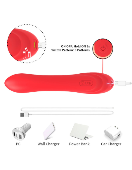 ARMONY - VIBRADOR ESTIMULADOR PUNTO G Y CLÍTORIS CON LENGUA OSCILANTE ROJO