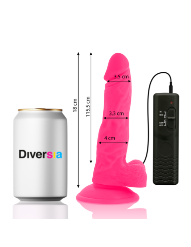 DIVERSIA - DILDO REALÍSTICO FLEXIBLE CON VIBRACIÓN ROSA 18 CM -O- 4 CM