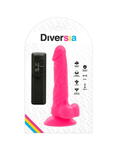 DIVERSIA - DILDO REALÍSTICO FLEXIBLE CON VIBRACIÓN ROSA 18 CM -O- 4 CM