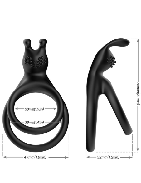 ARMONY - TENSY ANILLO DOBLE RABBIT NEGRO