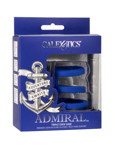 CALEXOTICS - ADMIRAL JAULA TRIPLE PARA PENE AZUL