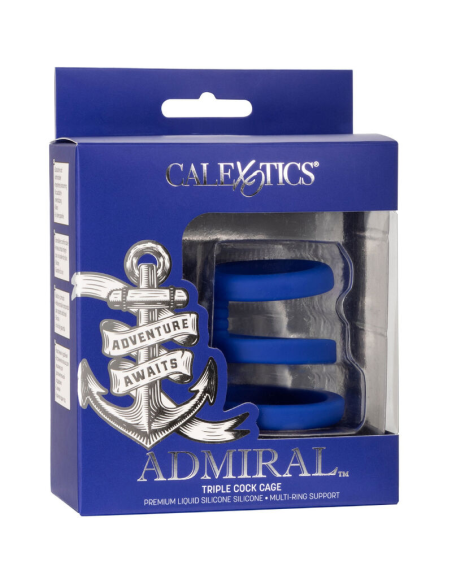 CALEXOTICS - ADMIRAL JAULA TRIPLE PARA PENE AZUL