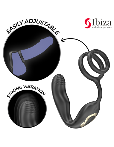 IBIZA - WIGGLE PLUG ANAL ROTADOR CONTROL REMOTO CON VIBRO-PERINEO Y ANILLAS POTENCIADORAS DE PENE