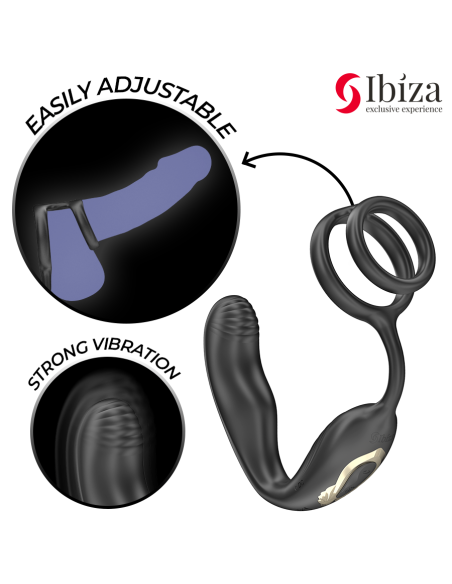 IBIZA - WIGGLE PLUG ANAL ROTADOR CONTROL REMOTO CON VIBRO-PERINEO Y ANILLAS POTENCIADORAS DE PENE