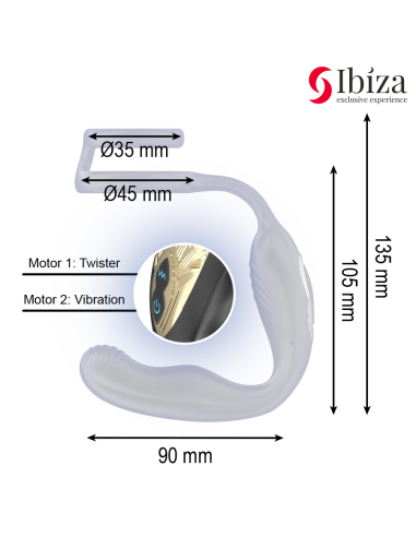 IBIZA - WIGGLE PLUG ANAL ROTADOR CONTROL REMOTO CON VIBRO-PERINEO Y ANILLAS POTENCIADORAS DE PENE