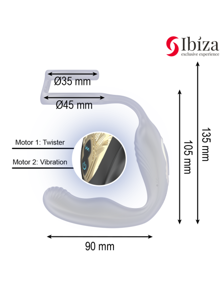IBIZA - WIGGLE PLUG ANAL ROTADOR CONTROL REMOTO CON VIBRO-PERINEO Y ANILLAS POTENCIADORAS DE PENE