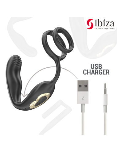 IBIZA - WIGGLE PLUG ANAL ROTADOR CONTROL REMOTO CON VIBRO-PERINEO Y ANILLAS POTENCIADORAS DE PENE