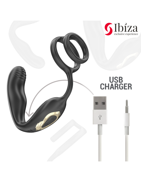 IBIZA - WIGGLE PLUG ANAL ROTADOR CONTROL REMOTO CON VIBRO-PERINEO Y ANILLAS POTENCIADORAS DE PENE