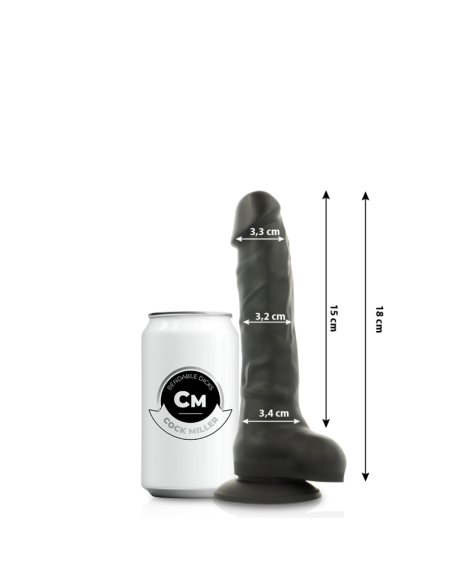 COCK MILLER - DILDO REALÍSTICO SILICONA DENSITY ARTICULABLE NEGRO 18 CM