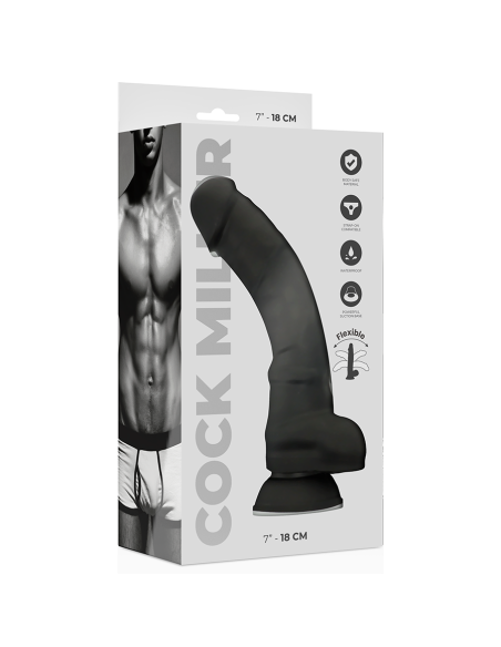 COCK MILLER - DILDO REALÍSTICO SILICONA DENSITY ARTICULABLE NEGRO 18 CM