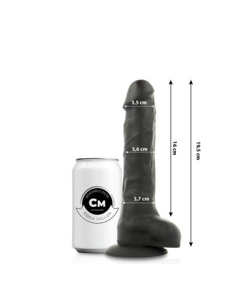 COCK MILLER - DILDO REALÍSTICO SILICONA DENSITY ARTICULABLE NEGRO 19.5 CM