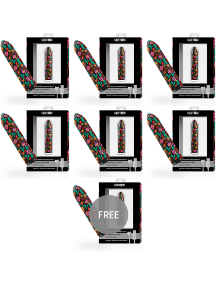 CUSTOM BULLETS - BALA RECARGABLE SKULL 10 INTENSIDADES 6 1 GRATIS