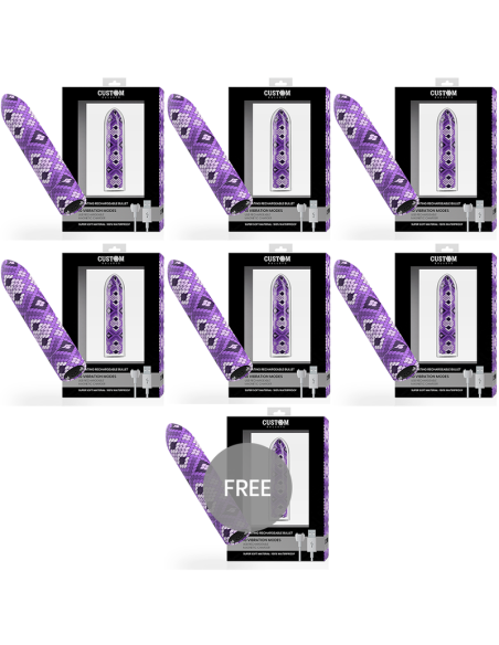 CUSTOM BULLETS - BALA RECARGABLE SNAKE LILA 10 INTENSIDADES 6 1 GRATIS