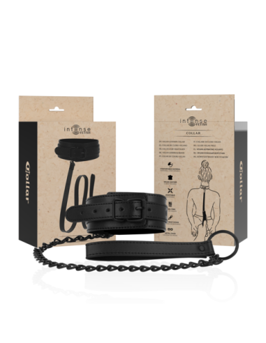 INTENSE FETISH - Collar de Cuero Vegano con Correa | SEXPLACE.MX