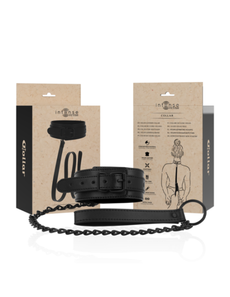 INTENSE FETISH - Collar de Cuero Vegano con Correa | SEXPLACE.MX