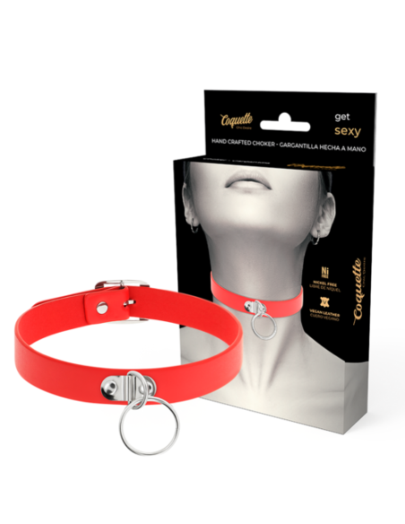 COQUETTE CHIC DESIRE - Collar de Cuero Vegano Rojo | SexPlace.MX