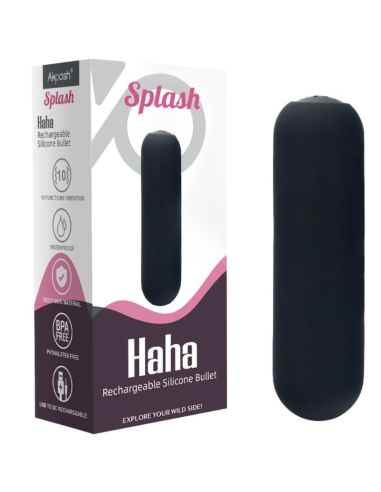 ARMONY - SPLASH HAHA BALA VIBRADORA SILICONA 10 VIBRACIONES 75 X 19 CM NEGRO
