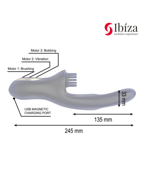 IBIZA - VIBRADOR HI-TECH RABITT BRUSHING MULTI CELDAS CLITORIALES Y DOBLE WAVE