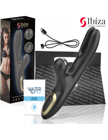IBIZA - VIBRADOR HI-TECH RABITT SUCCIONADOR Y DOBLE DEAL NEGRO