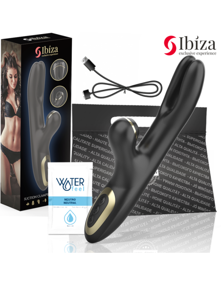 IBIZA - VIBRADOR HI-TECH RABITT SUCCIONADOR Y DOBLE DEAL NEGRO