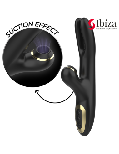 IBIZA - VIBRADOR HI-TECH RABITT SUCCIONADOR Y DOBLE DEAL NEGRO