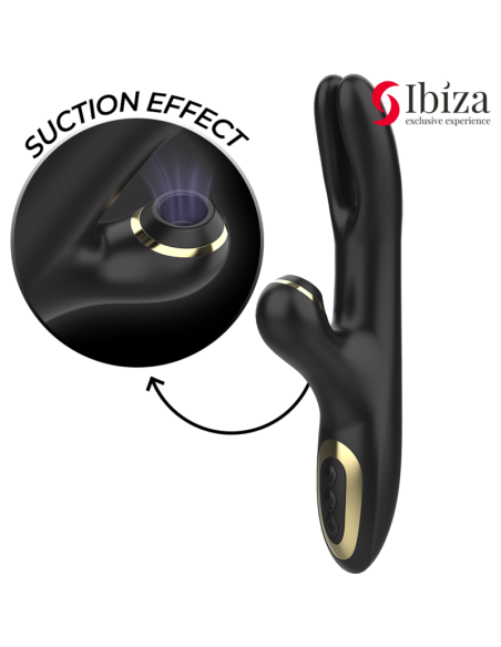 IBIZA - VIBRADOR HI-TECH RABITT SUCCIONADOR Y DOBLE DEAL NEGRO