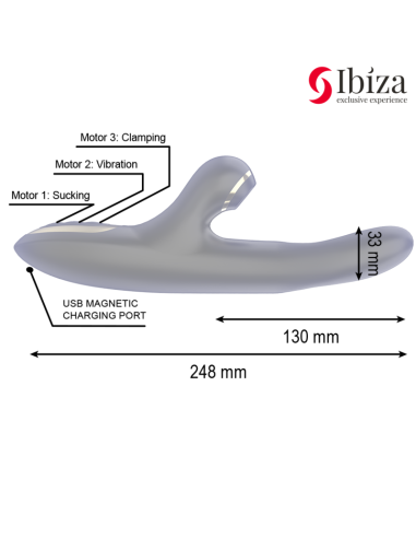 IBIZA - VIBRADOR HI-TECH RABITT SUCCIONADOR Y DOBLE DEAL NEGRO