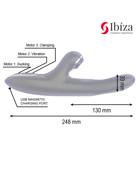 IBIZA - VIBRADOR HI-TECH RABITT SUCCIONADOR Y DOBLE DEAL NEGRO