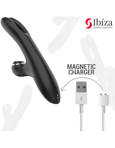 IBIZA - VIBRADOR HI-TECH RABITT SUCCIONADOR Y DOBLE DEAL NEGRO