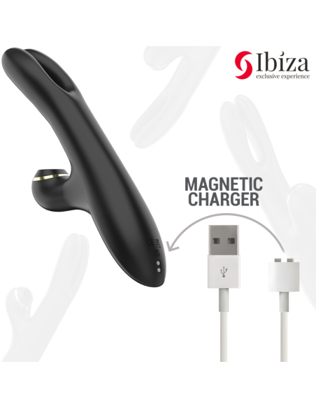 IBIZA - VIBRADOR HI-TECH RABITT SUCCIONADOR Y DOBLE DEAL NEGRO