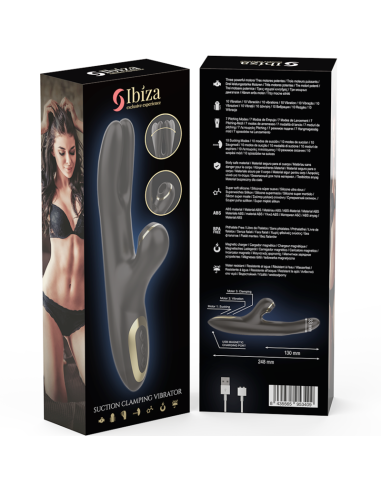 IBIZA - VIBRADOR HI-TECH RABITT SUCCIONADOR Y DOBLE DEAL NEGRO