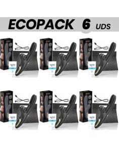 ECOPACK 6 UDS - IBIZA VIBRADOR HI-TECH RABITT POR ONDAS CLITORIALES Y DOBLE PINCHING NEGRO
