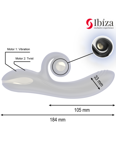 IBIZA - VIBRADOR TWISTER CON ESTIMULADOR CURVE Y VIBRO-ROTACIÓN