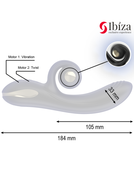 IBIZA - VIBRADOR TWISTER CON ESTIMULADOR CURVE Y VIBRO-ROTACIÓN