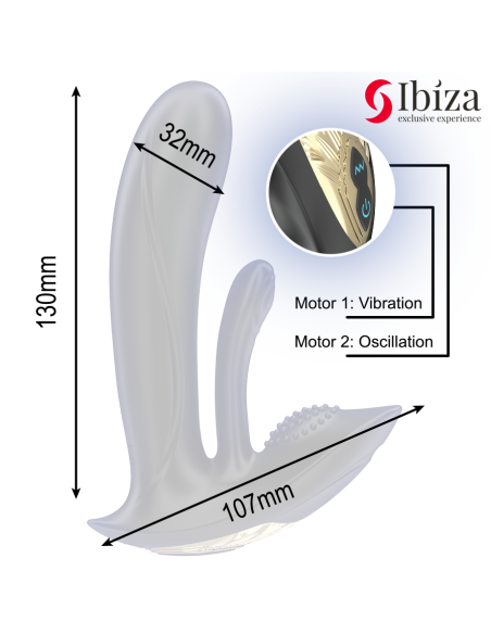 IBIZA - VIBRADOR WEARABLE CON ESTIMULACIÓN PUNTO-G Y CLÍTORIS CON CONTROL REMOTO