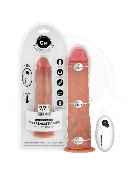 COCK MILLER - DILDO HIPERREALÍSTICO VIBRACIÓN CON CONTROL REMOTO 19,5 CM