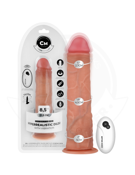 COCK MILLER - DILDO HIPERREALÍSTICO Y VIBRACIÓN CON CONTROL REMOTO 21,5 CM