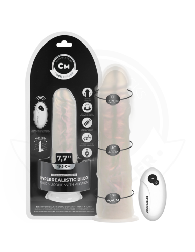 COCK MILLER - DILDO SILICONA 19,5 CM , LUCES Y VIBRACIÓN CON CONTROL REMOTO